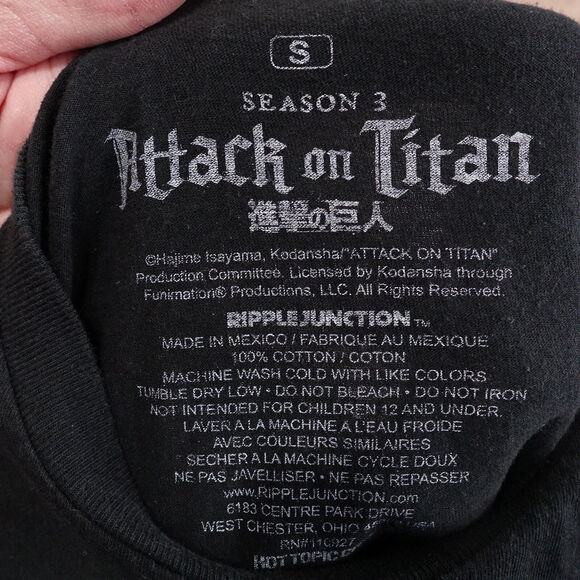 ATTACK ON TITAN SEASON 3 ANIME SHORT SLEEVE TV SHOW BLACK T-SHIRT SZ S - Picture 8 of 8